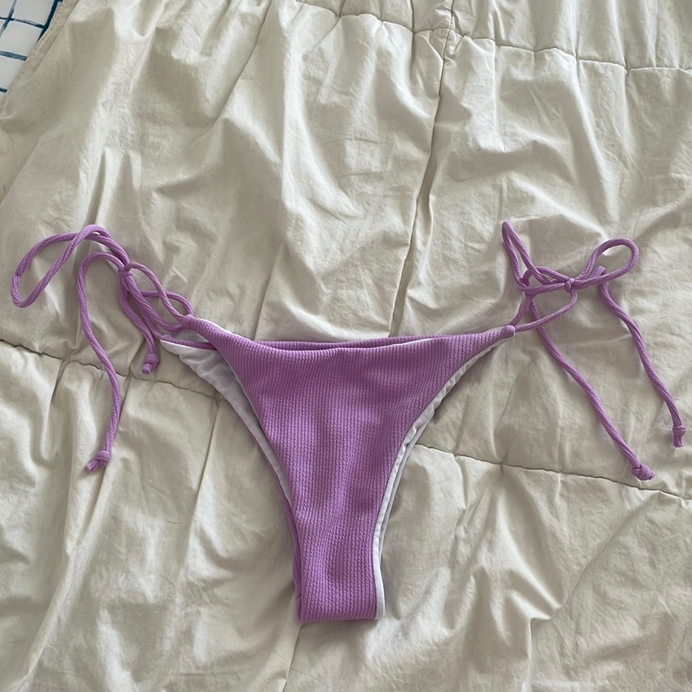 Ribbed Cheeky String Bikini Bottom
